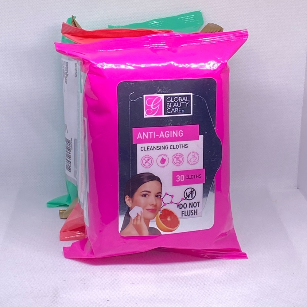4 assorted wipe pack Anti-aging Makeup Cleansing Wipes,(120 Wipes)